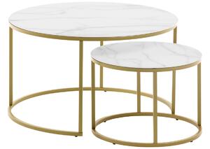 Set dvou zlatých kovových konferenčních stolků Kave Home Leonor 80/50 cm