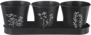 Black Květináč na bylinky Ø 11 cm + podtácek, kov ORION 310628