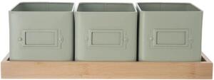 Greenish Květináč na bylinky 11,5 x 11,5 cm + podtácek, kov/bambus ORION 310629