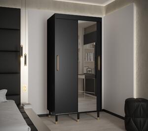 Šatní skříň Abi Calipso T2 Barva korpusu: Černá, Rozměry: 150 cm, Dveře: Černá + zrcadlo