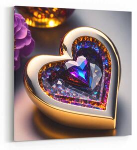Obraz stylové kovové srdce s diamantem