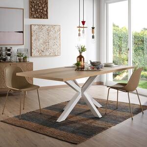Dubový jídelní stůl Kave Home Argo 160 x 100 cm s bílou kovovou podnoží