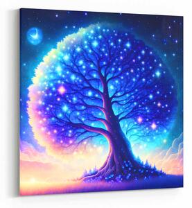 Obraz zářící modrý strom