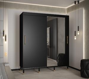 Šatní skříň Abi Calipso T2 Barva korpusu: Černá, Rozměry: 180 cm, Dveře: Černá + zrcadlo