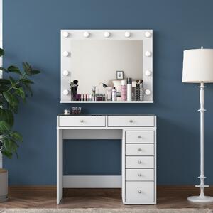 Kalune Design Toaletní stolek Melissa 03 s LED zrcadlem bílý/čirý