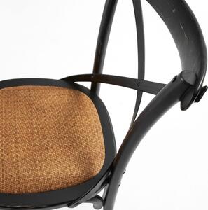 Černá jilmová jídelní židle Kave Home Alsie s ratanovým sedákem