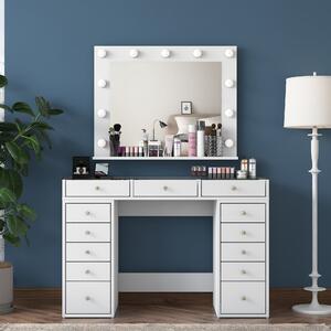 Kalune Design Toaletní stolek Melissa 04 s LED zrcadlem bílý/čirý