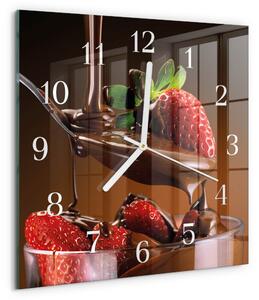 Skleněné hodiny Čokoládové jahody zskb-30x30-00087117