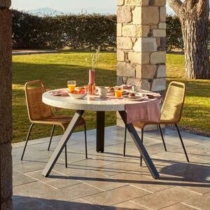 Bílý terrazzo zahradní stůl Kave Home Shanelle 120 cm s kovovou podnoží