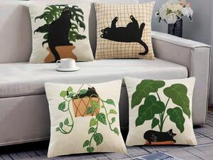 XPOSE® Set povlaků na polštář ČERNÉ KOČKY (digitální tisk) 43x43 cm - set 4ks