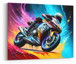Obraz barevná splash art motorka