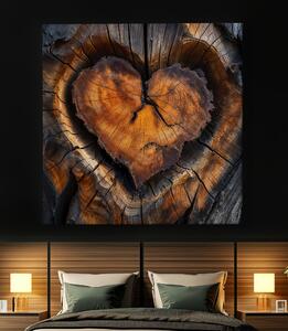 Obraz na plátně - Srdce kontrast, dřevo styl FeelHappy.cz Velikost obrazu: 40 x 40 cm