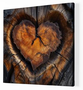 Obraz na plátně - Srdce kontrast, dřevo styl FeelHappy.cz Velikost obrazu: 140 x 140 cm