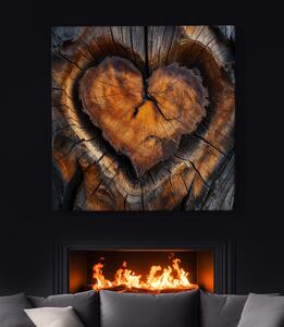 Obraz na plátně - Srdce kontrast, dřevo styl FeelHappy.cz Velikost obrazu: 40 x 40 cm