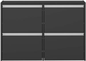 Černý závěsný botník Skyline 192 se čtyřmi výklopnými dvířky