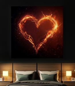 Obraz na plátně - Srdce, neonová záře FeelHappy.cz Velikost obrazu: 40 x 40 cm