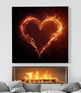 Obraz na plátně - Srdce, neonová záře FeelHappy.cz Velikost obrazu: 40 x 40 cm