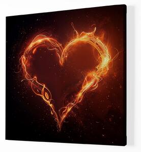 Obraz na plátně - Srdce, neonová záře FeelHappy.cz Velikost obrazu: 120 x 120 cm