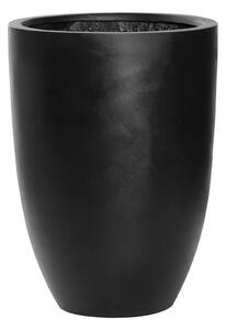 Pottery Pots Venkovní květináč kulatý Ben L, Black (barva černá), kolekce Natural, kompozit Fiberstone, průměr 40 cm x v 55 cm, objem cca 54 l
