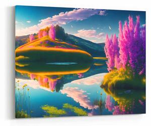 Obraz barevné ostrůvky u jezera