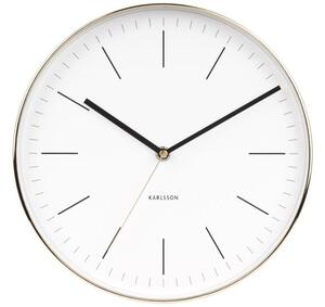 Time for home Bílo zlaté kulaté kovové nástěnné hodiny Okel 27,5 cm