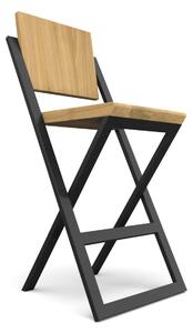 Barová židle Křivka Typ a sukovitost dřeva: Dub (0 Kč), Barva kovových nohou: Bílá mat - RAL 9010 (0 Kč)