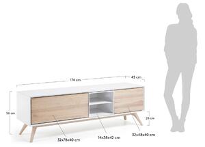 Bílý lakovaný TV stolek Kave Home Eunice 174 x 45 cm