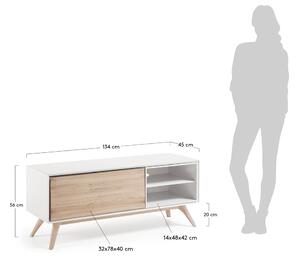 Bílý lakovaný TV stolek Kave Home Eunice 134 x 45 cm
