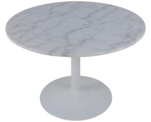 Scandi Bílý mramorový kulatý jídelní stůl Theon 110 cm