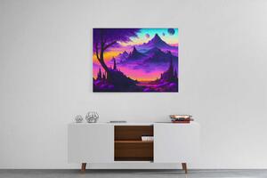 Obraz magický fialový svět s horami
