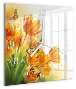 Skleněné hodiny Tulipány zskb-30x30-00087410