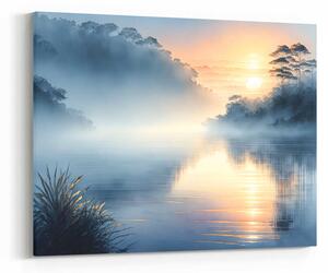 Obraz mlha nad jezerem při svítání