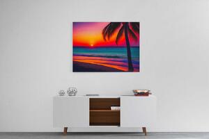 Obraz palma u moře při západu slunce