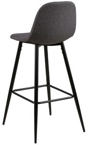 Scandi Tmavě šedá látková barová židle Wanda 73 cm s černou podnoží