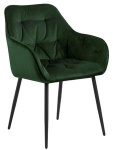 Scandi Tmavě zelená sametová jídelní židle Norman