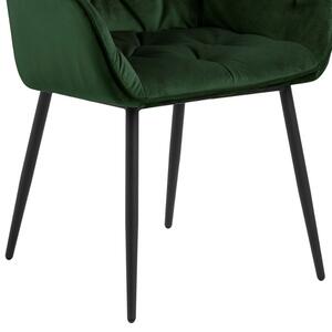 Scandi Tmavě zelená sametová jídelní židle Norman
