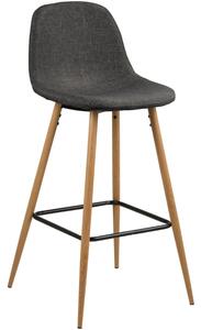 Scandi Tmavě šedá látková barová židle Wanda 73 cm s dubovou podnoží