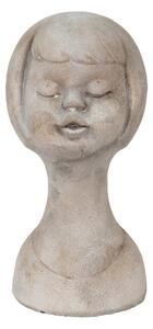 Šedá cementová dekorace busta dívky - 12*11*24 cm