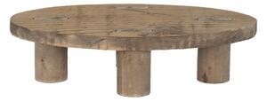 Hnědý antik dekorační oválný stolek na květiny - 29*16*7 cm