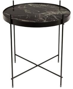 Černý kovový odkládací stolek ZUIVER CUPID 43 cm s mramorovým dekorem