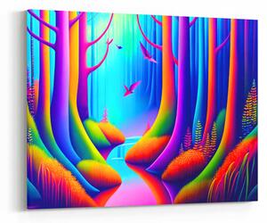 Obraz barevný les s potůčkem