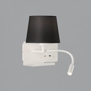 ACB Iluminacion Nástěnné LED svítidlo HOLD levé, 3W + 1xE27 15W, CRI90, 2x vstup USB/USBC Barva: Bílá, Barva montury: Bílá
