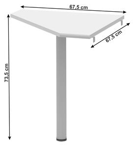 Rohový stolek Hansa 2 NEW 06 (bílá + kov). 1028691