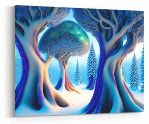 Obraz fantasy stromy ve fialovo-bílém světě