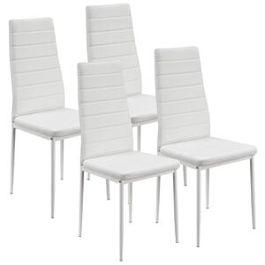 FurniGO Sada 4 jídelních židlí Loja - bílá