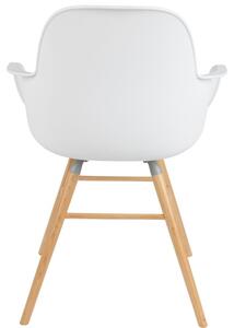 Bílá plastová jídelní židle ZUIVER ALBERT KUIP s područkami