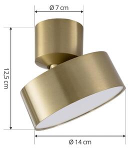 Lindby LED reflektor Nivoria, Ø 14 cm, zlatá barva, otočný, Mosaz / zlato, Obývací pokoj / jídelna, Hliník, Moderní