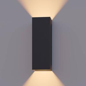 Calex Venkovní nástěnné svítidlo LED Obdélník výška nahoru/dolů 23 cm černá, Černá, Hliník, Moderní, Nástěnné svítidlo / světlem dolů