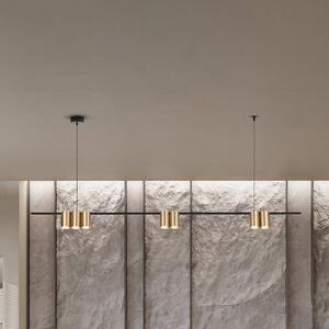 Eko-Light Závěsné světlo Genesis, hliník černý/zlatý, 7 x GU10, délka 150 cm, stmívatelný, Černá, Obývací pokoj / jídelna, Hliník, Design