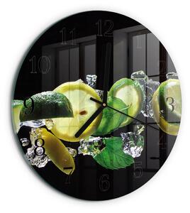 Skleněné nástěnné hodiny Citron a limetka zsoc-fi30-00179892